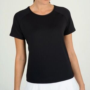 IBKUL Short Sleeve Raglan Crew Neck Shirt Womens Medium Black Golf Tee NWT